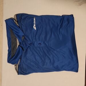 Mens L Babolat Tennis Polo Blue/Grey Spandex/Polyester Lightweight breathable